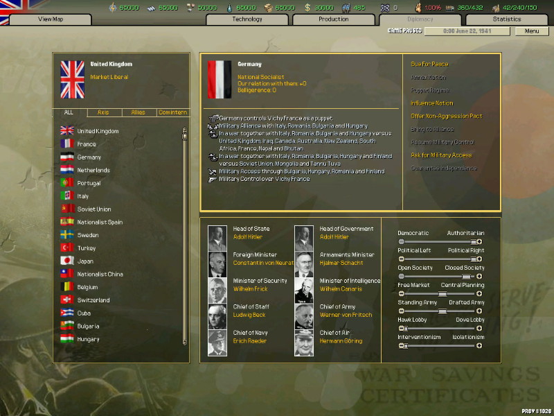 Hearts of Iron - screenshot 1